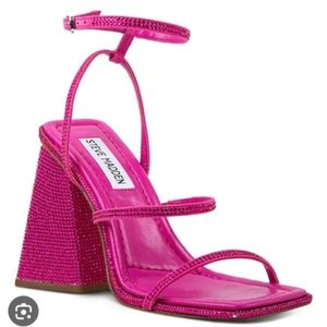 Steve Madden Britani Pink Rhinestone Modern Heel Sandals New Multi Size